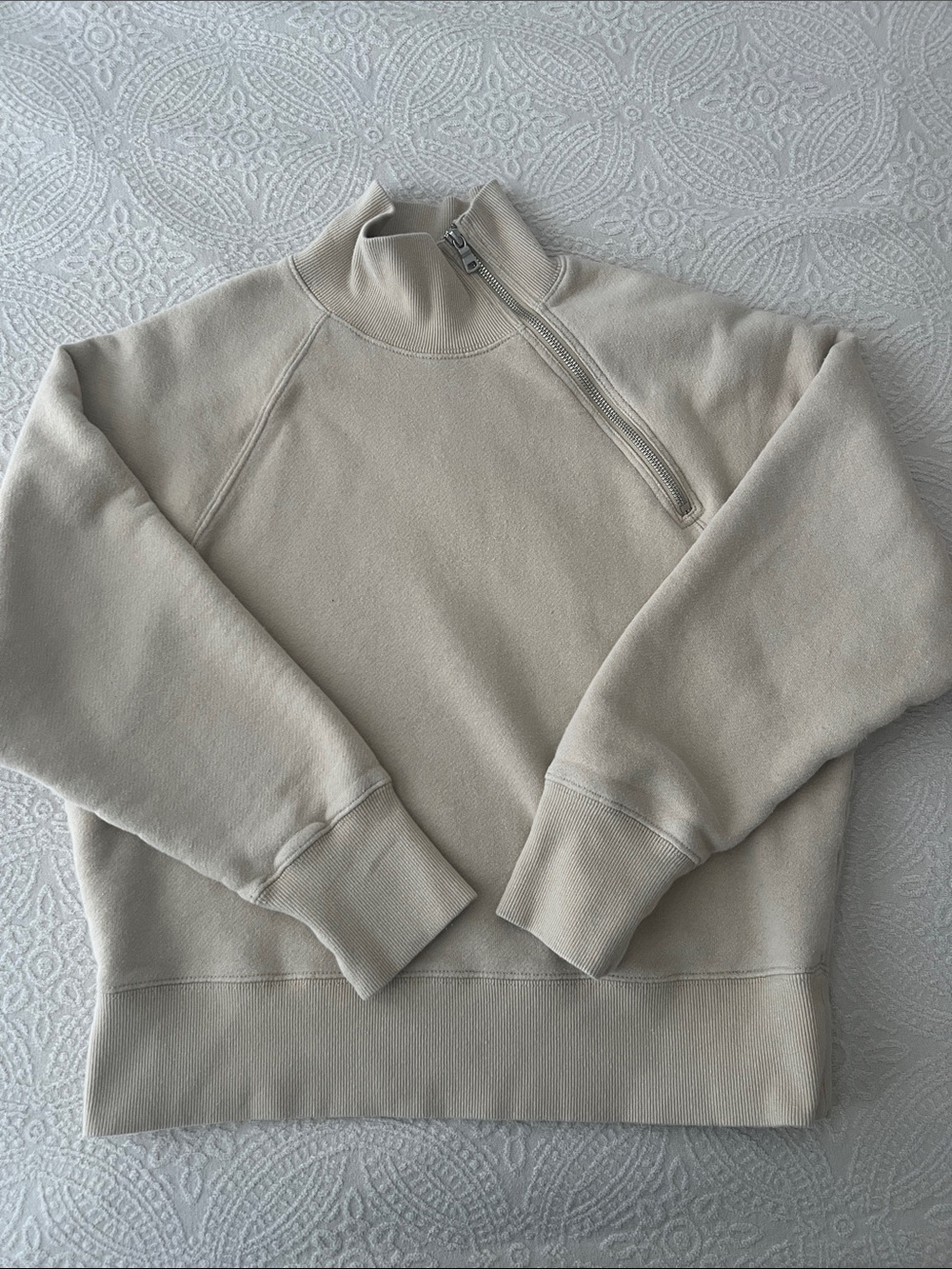 Marissa Webb Women’s Zip-Neck Sweater in Light Beige
